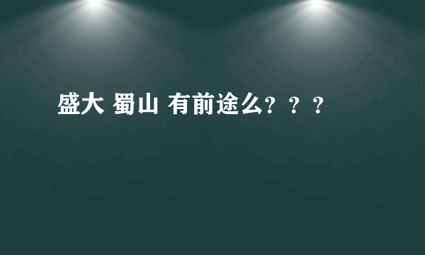 盛大 蜀山 有前途么？？？