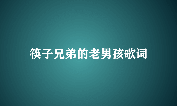筷子兄弟的老男孩歌词