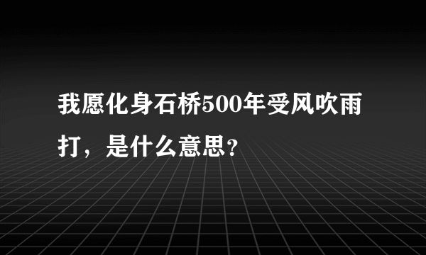 我愿化身石桥500年受风吹雨打，是什么意思？