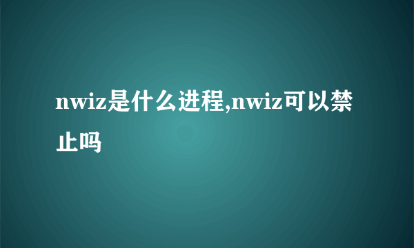 nwiz是什么进程,nwiz可以禁止吗