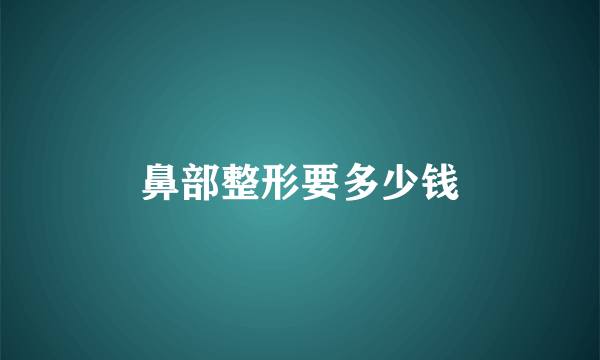 鼻部整形要多少钱