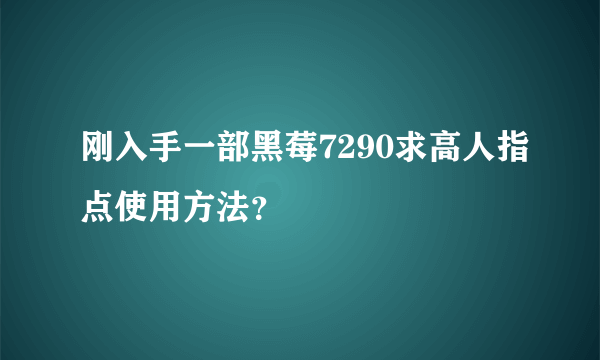 刚入手一部黑莓7290求高人指点使用方法？