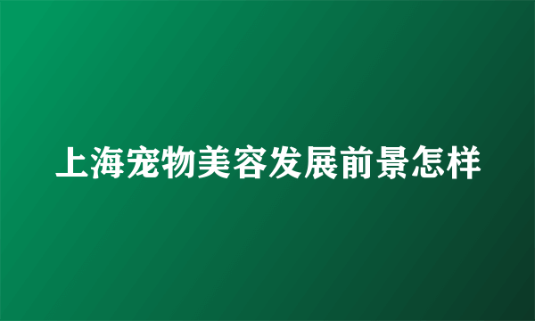 上海宠物美容发展前景怎样