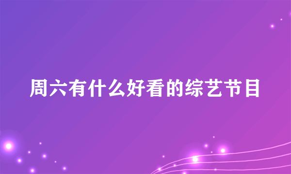 周六有什么好看的综艺节目