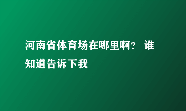 河南省体育场在哪里啊？ 谁知道告诉下我