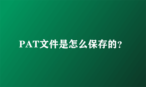 PAT文件是怎么保存的？