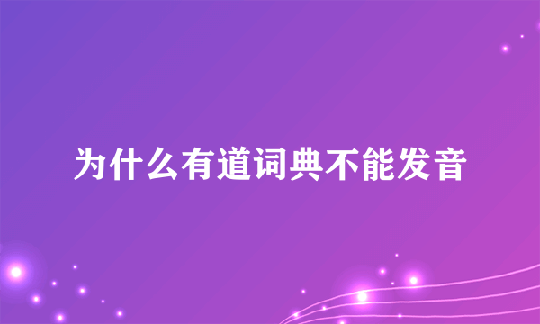 为什么有道词典不能发音