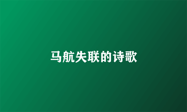 马航失联的诗歌