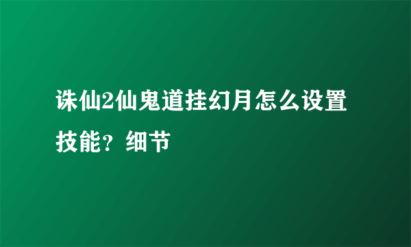 诛仙2仙鬼道挂幻月怎么设置技能？细节