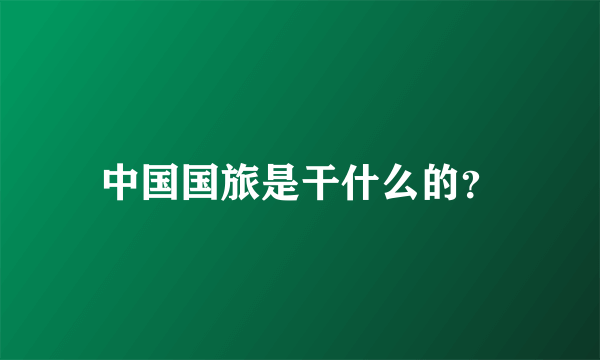 中国国旅是干什么的？