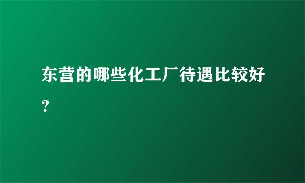 东营的哪些化工厂待遇比较好？
