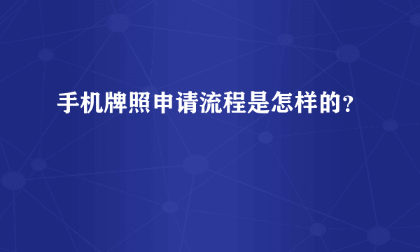 手机牌照申请流程是怎样的？