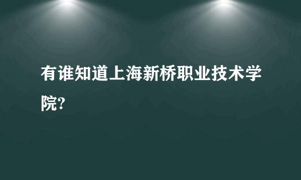 有谁知道上海新桥职业技术学院?