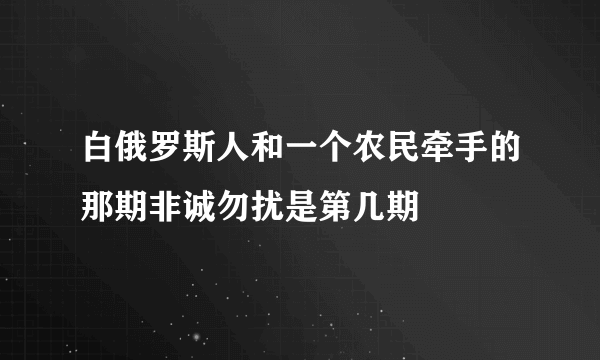 白俄罗斯人和一个农民牵手的那期非诚勿扰是第几期