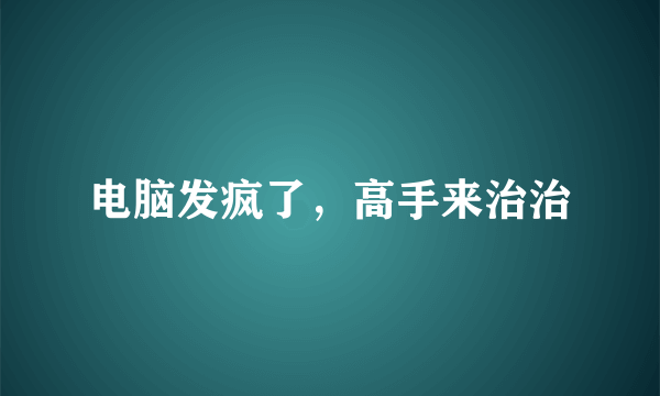 电脑发疯了，高手来治治