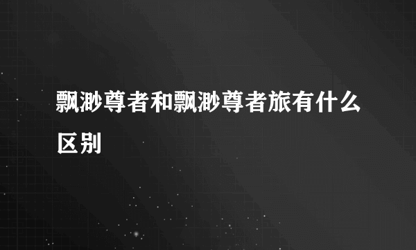 飘渺尊者和飘渺尊者旅有什么区别