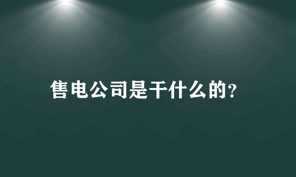 售电公司是干什么的？