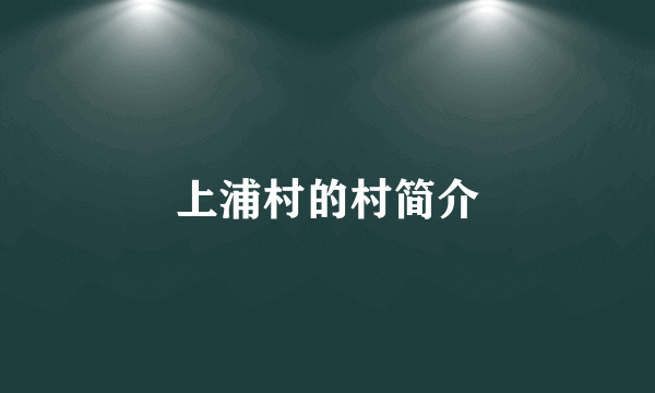 上浦村的村简介