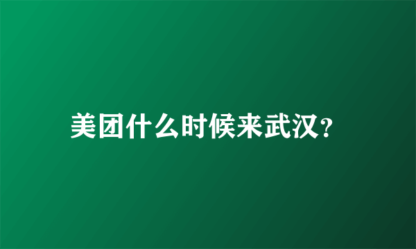 美团什么时候来武汉？