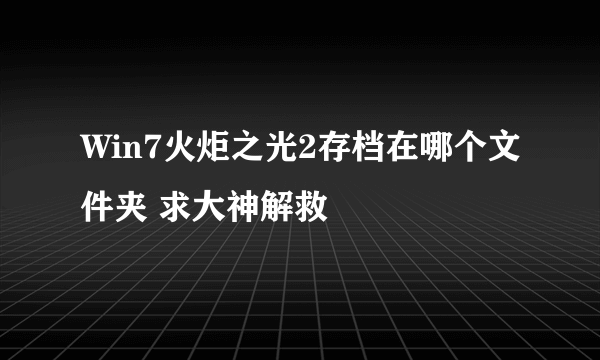 Win7火炬之光2存档在哪个文件夹 求大神解救