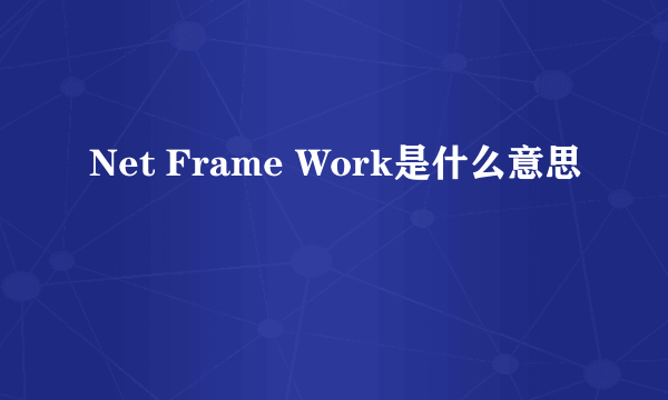 Net Frame Work是什么意思