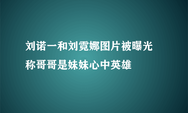 刘诺一和刘霓娜图片被曝光 称哥哥是妹妹心中英雄