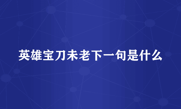英雄宝刀未老下一句是什么