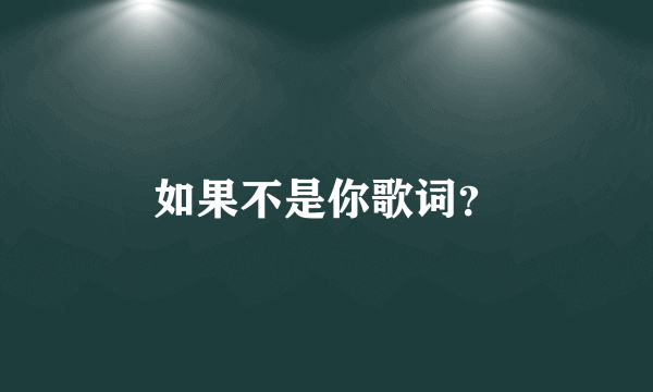 如果不是你歌词？