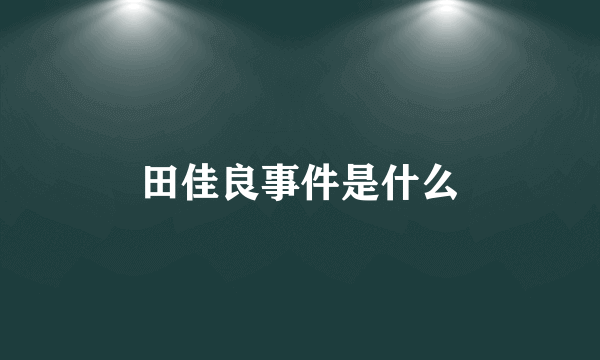田佳良事件是什么