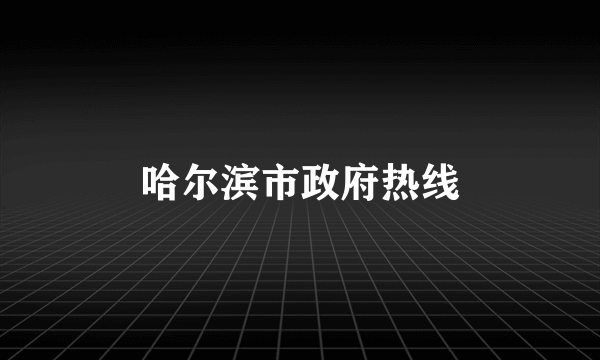 哈尔滨市政府热线