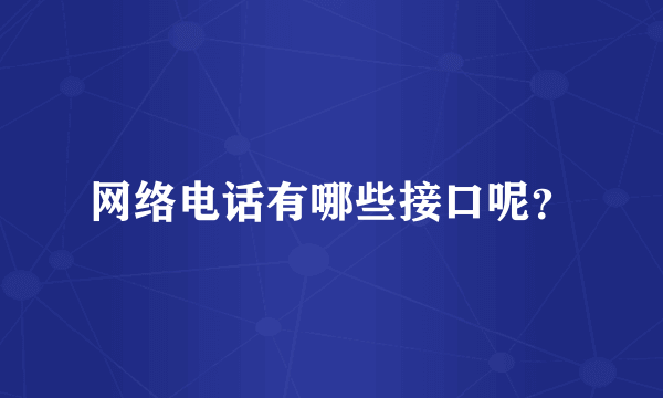 网络电话有哪些接口呢？