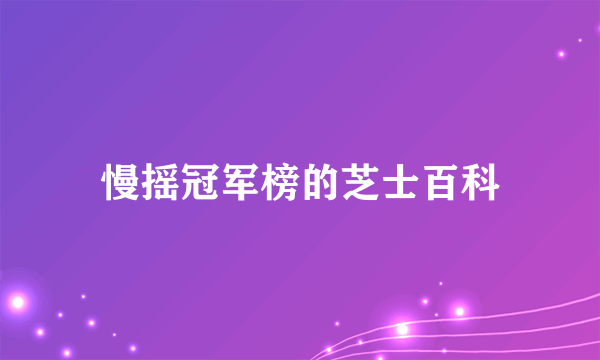 慢摇冠军榜的芝士百科