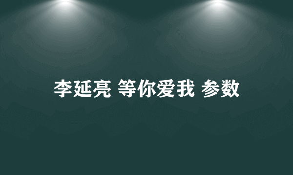 李延亮 等你爱我 参数