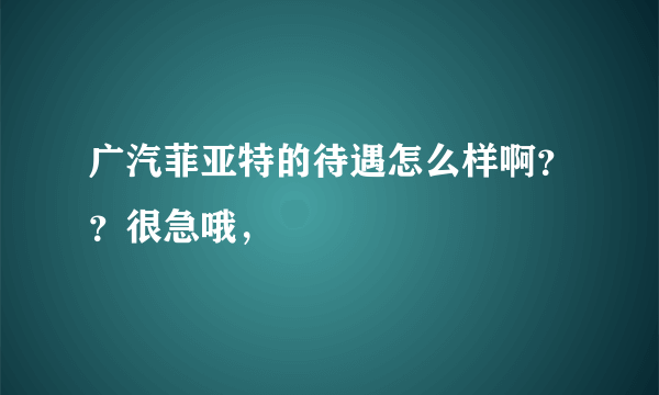 广汽菲亚特的待遇怎么样啊？？很急哦，