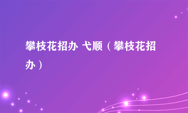 攀枝花招办 弋顺（攀枝花招办）