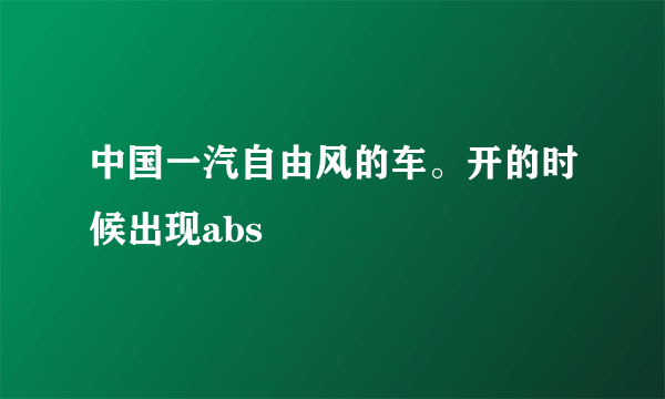 中国一汽自由风的车。开的时候出现abs