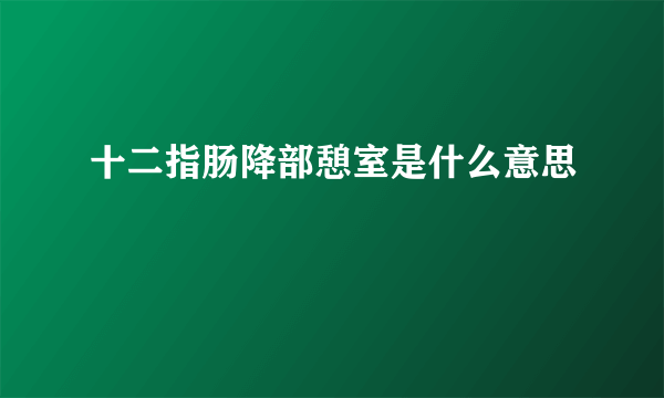 十二指肠降部憩室是什么意思