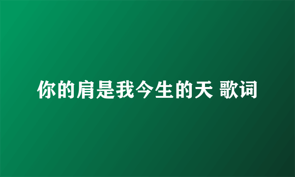 你的肩是我今生的天 歌词
