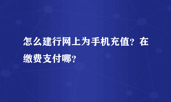怎么建行网上为手机充值？在缴费支付哪？