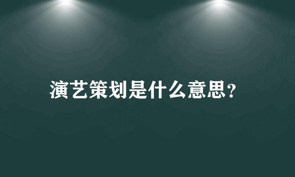 演艺策划是什么意思？