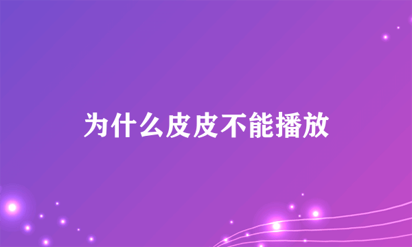 为什么皮皮不能播放
