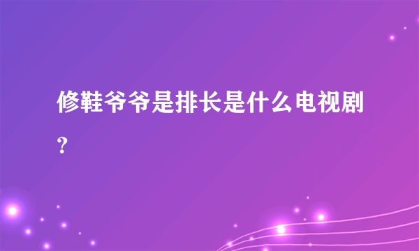 修鞋爷爷是排长是什么电视剧？