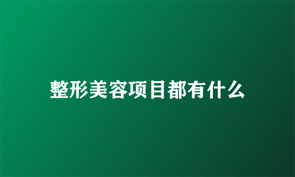 整形美容项目都有什么