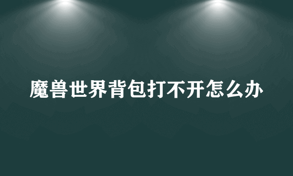 魔兽世界背包打不开怎么办