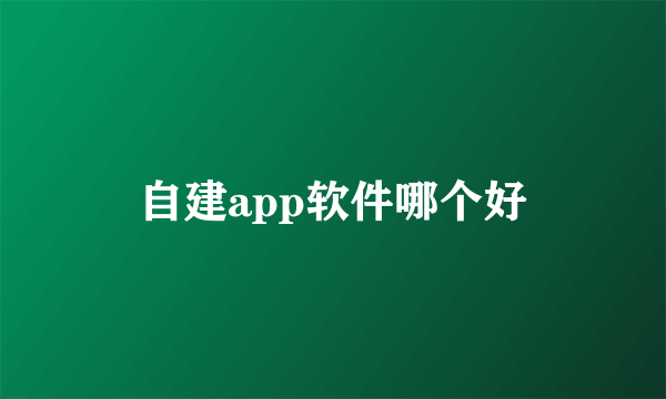 自建app软件哪个好