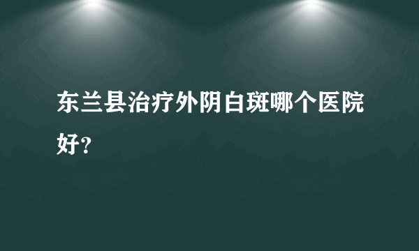 东兰县治疗外阴白斑哪个医院好？