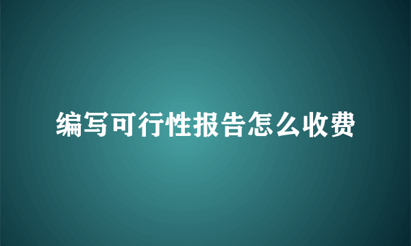 编写可行性报告怎么收费