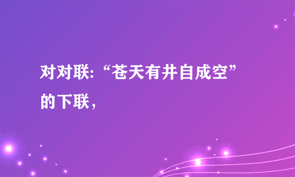 对对联:“苍天有井自成空”的下联，