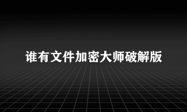 谁有文件加密大师破解版