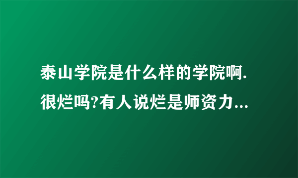 泰山学院是什么样的学院啊.很烂吗?有人说烂是师资力量弱吗?